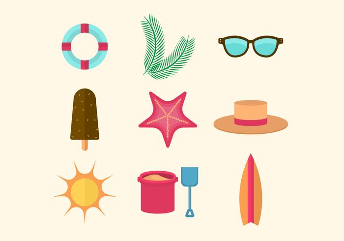 Gratis Flat Beach Icons vektor