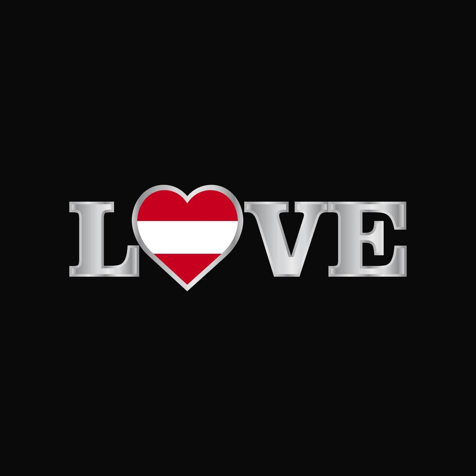 kärlek typografi med österrike flagga design vektor