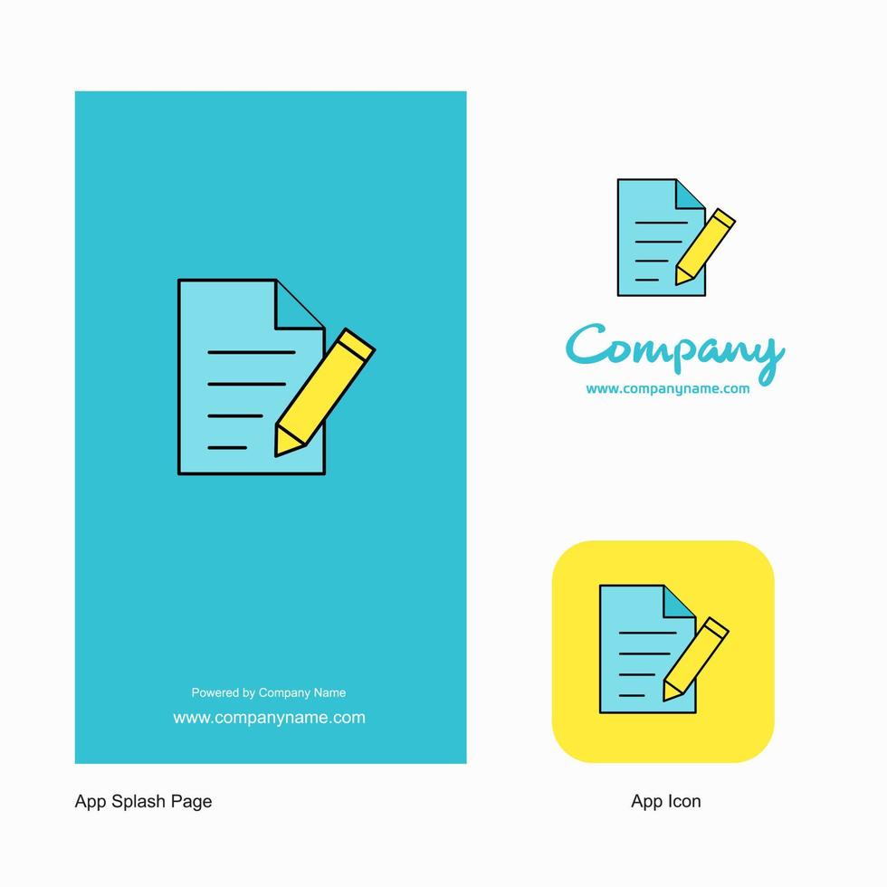 Schreiben Sie Dokument Firmenlogo App-Symbol und Splash-Page-Design kreative Business-App-Designelemente vektor