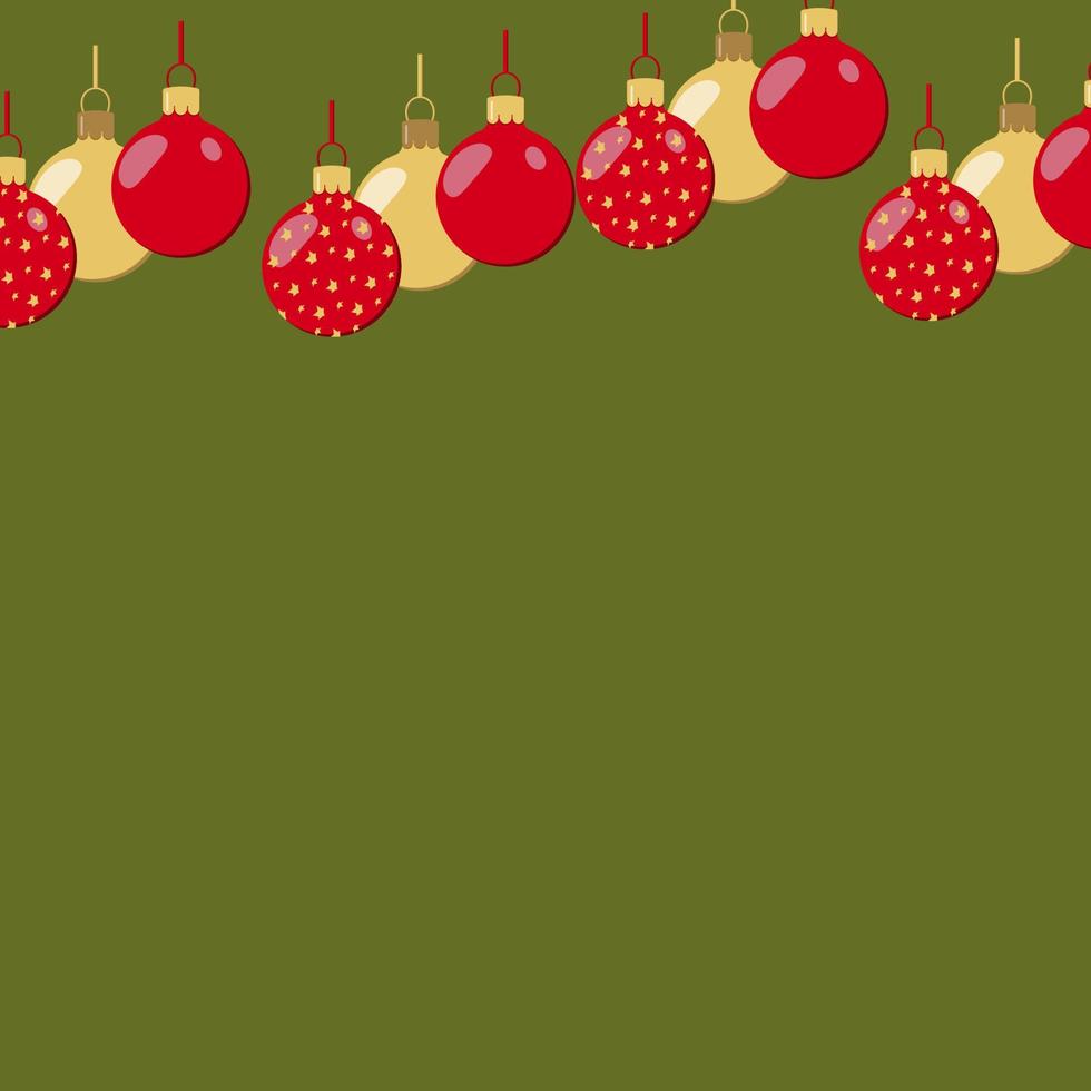 en mönster av röd och guld jul färgad bollar på en grön bakgrund för vykort posters banderoller vektor
