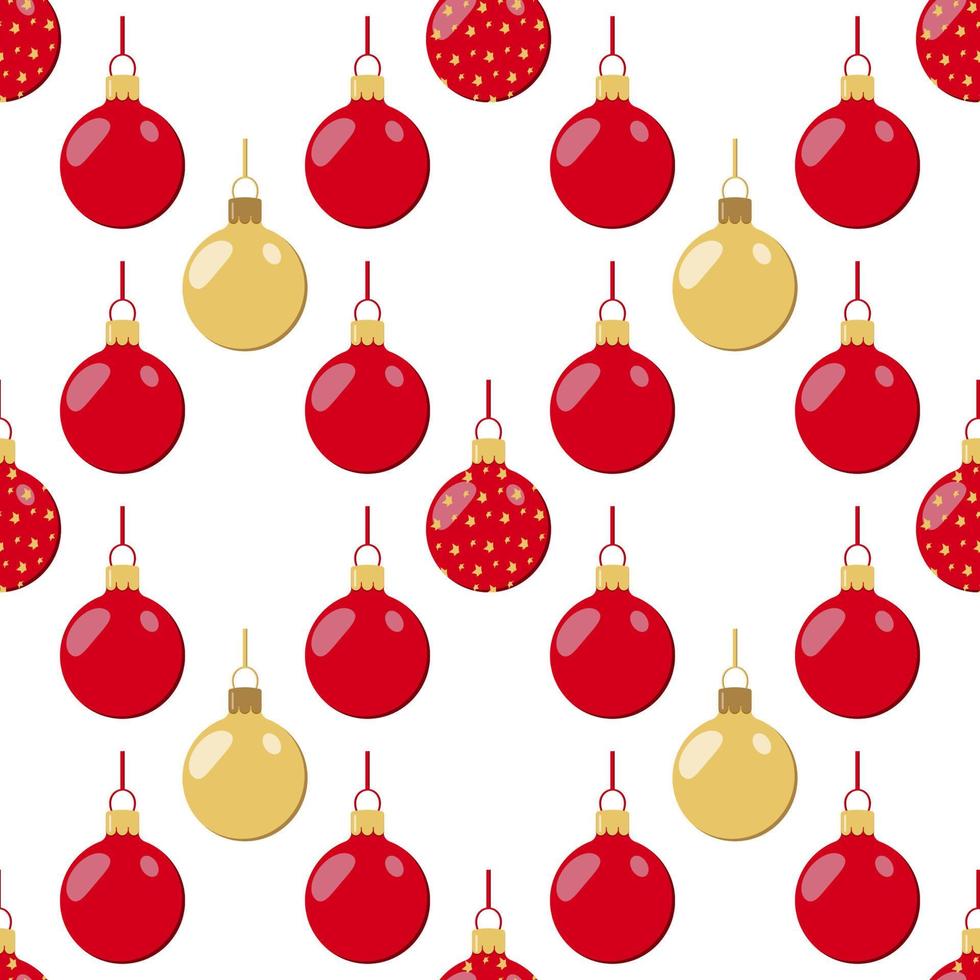 Muster aus roten und goldenen weihnachtlichen Luftballons mit Band für festliche Verpackungen vektor