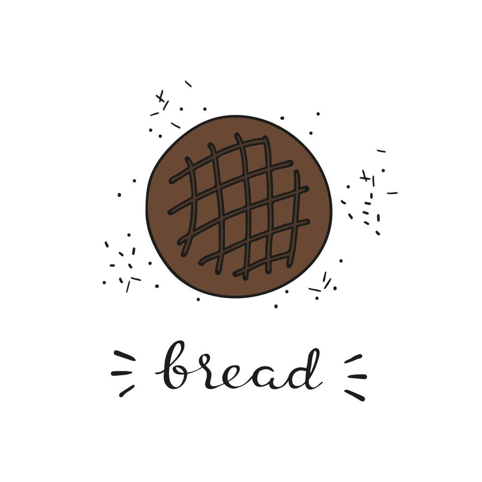handgezeichnetes Brot mit Schriftzug. vektor