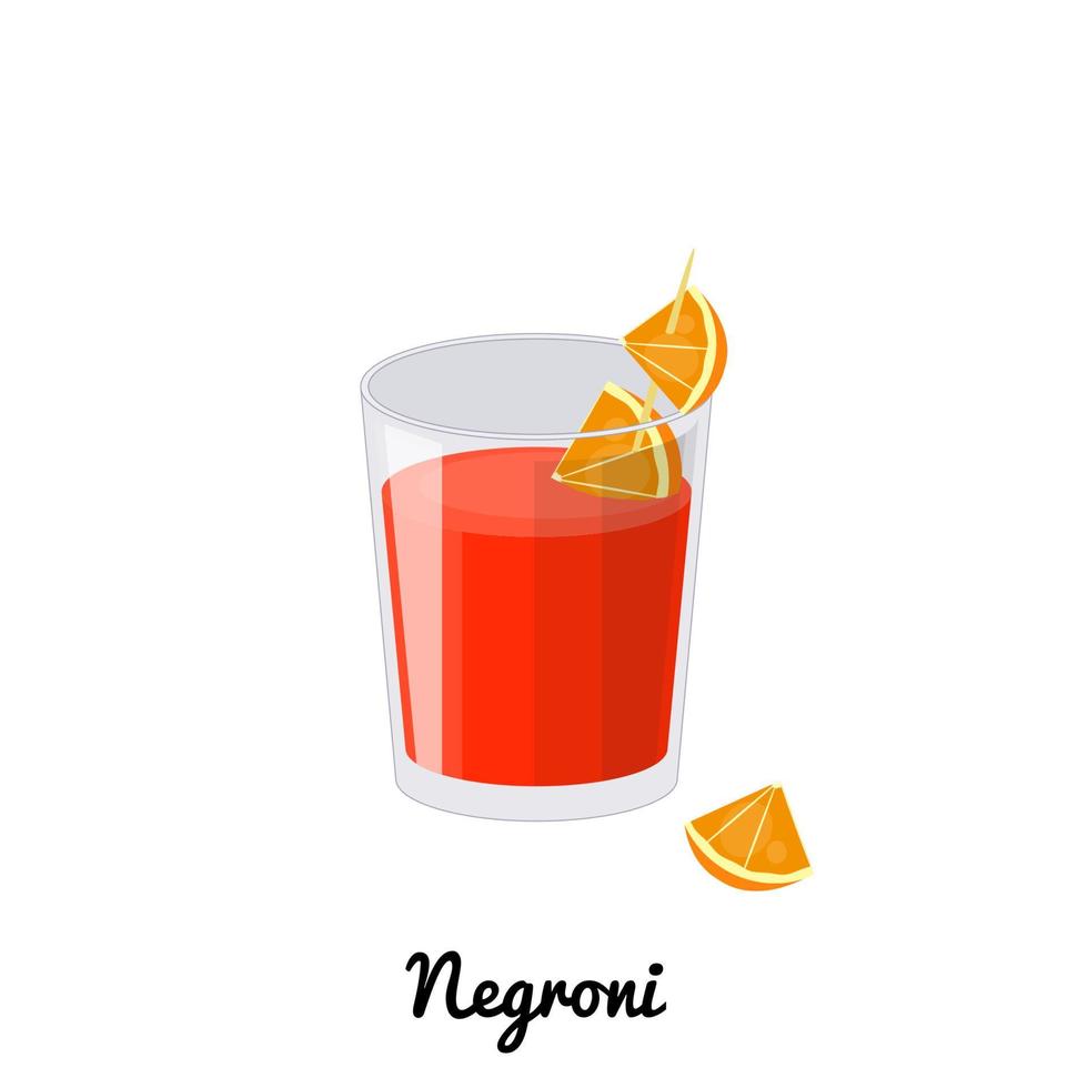 Negroni-Cocktail mit Orange. vektor