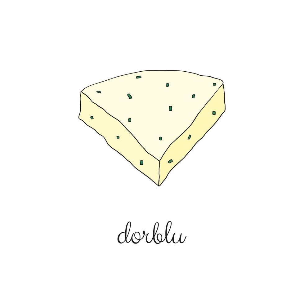 handgezeichneter Dorblu-Käse. vektor