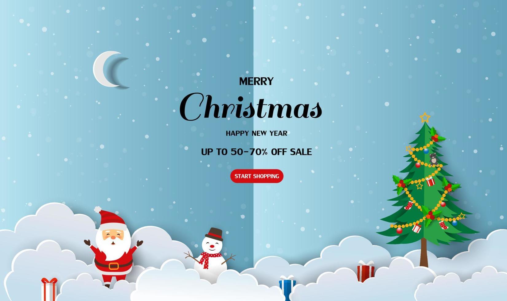 Winterschlussverkauf Banner Hintergrund für Weihnachten oder Neujahr dekorativ auf Papierschnitt und Handwerksstil vektor