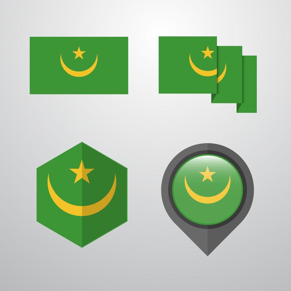 Mauretanien-Flaggen-Design-Set-Vektor vektor