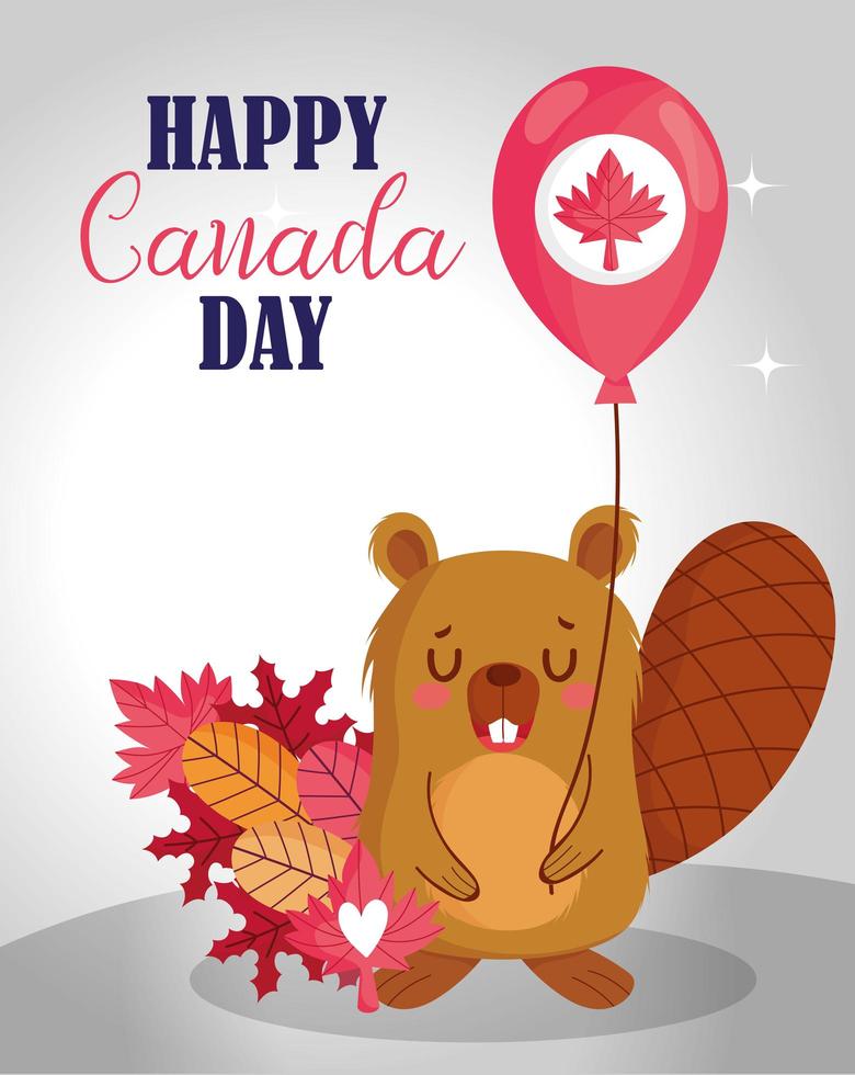 glückliche Kanada-Tagesfeierkarte mit Biber vektor