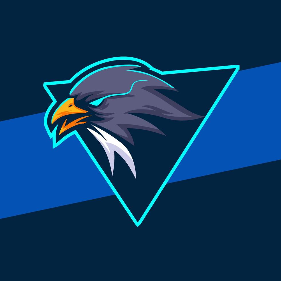 Adler-Hawk-Kopf-Maskottchen-Logo-Design mit aggressiver Augenpose für Sportjäger- und Gamer-Design vektor