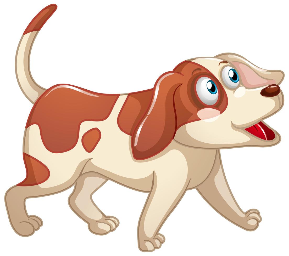 ein niedlicher Hund mit glücklichem Gesicht Zeichentrickfilmfigur auf weißem Hintergrund vektor