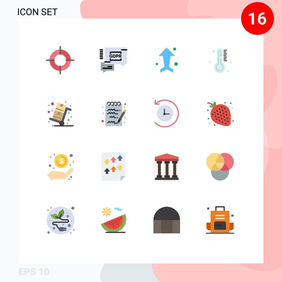 grupp av 16 platt färger tecken och symboler för försäljning cyber måndag pilar regn temperatur redigerbar packa av kreativ vektor design element