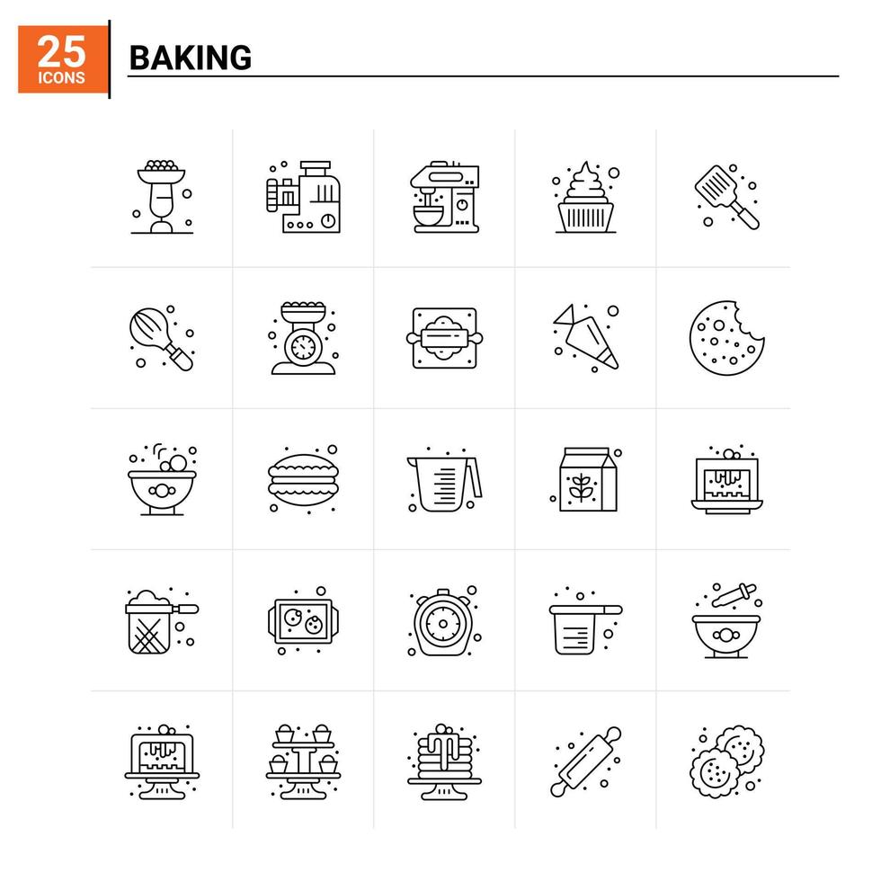 25 Backen Icon Set Vektor Hintergrund