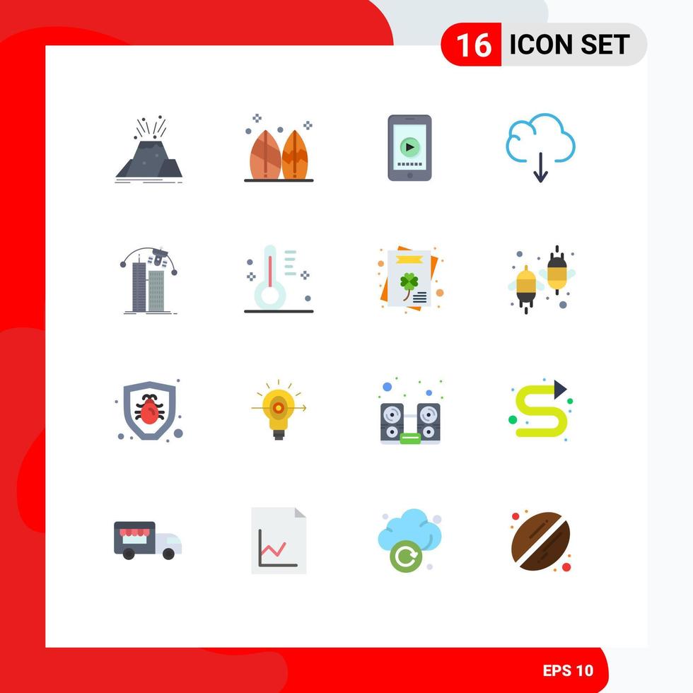 16 flaches Farbkonzept für mobile Websites und Apps zum Erstellen von Daten Surf Cloud Play editierbares Paket kreativer Vektordesign-Elemente vektor