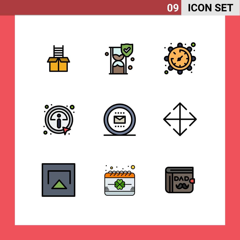 Satz von 9 Vektor-Fülllinien-Flachfarben im Raster für Jobinformationen Ausrüstungsinformationen Klicken Sie auf bearbeitbare Vektordesign-Elemente vektor