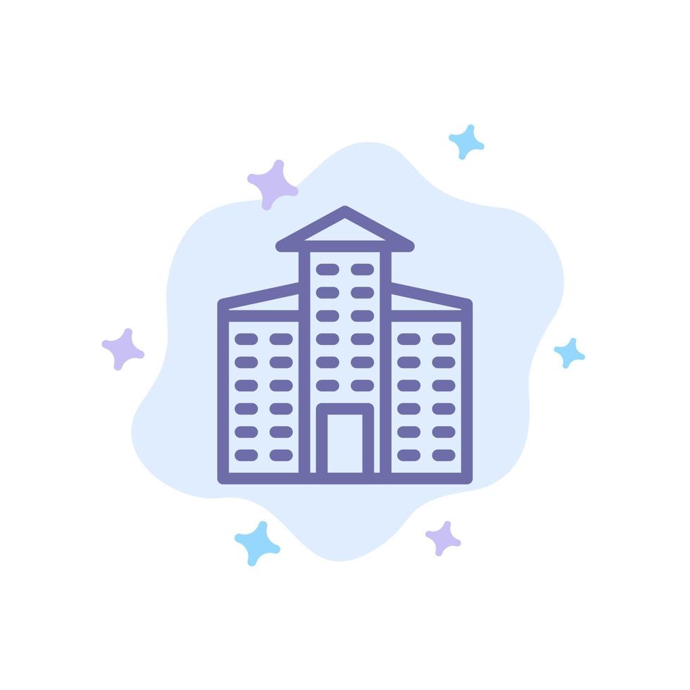 Gebäude Stadtbau blaues Symbol auf abstraktem Wolkenhintergrund vektor