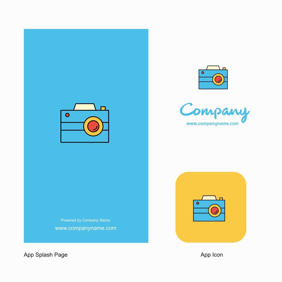 Kamera-Firmenlogo-App-Symbol und Splash-Page-Design kreative Business-App-Designelemente vektor