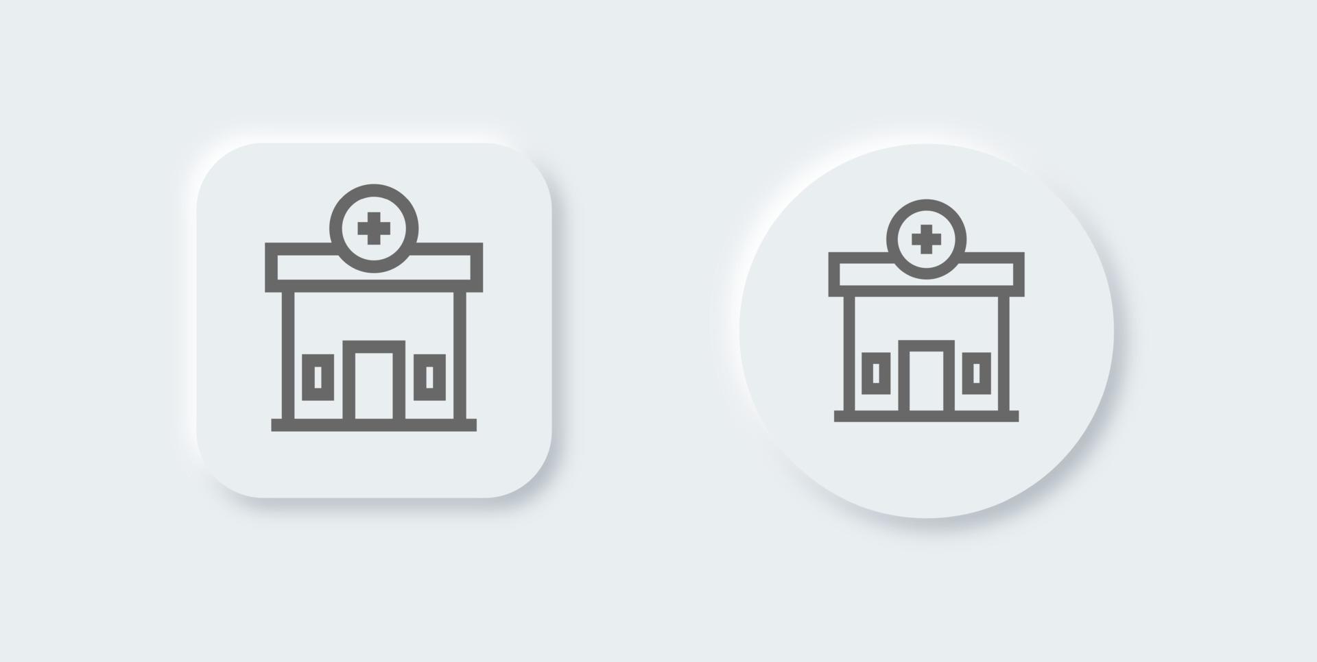 sjukhus linje ikon i neomorf design stil. klinik tecken vektor illustration.