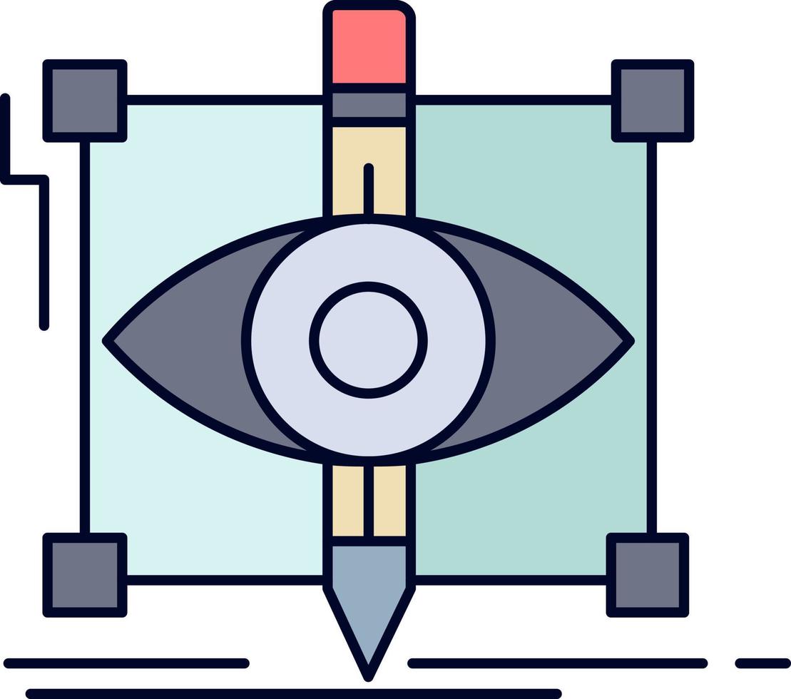 Design-Entwurfsskizze, die visuellen flachen Farbsymbolvektor skizziert vektor