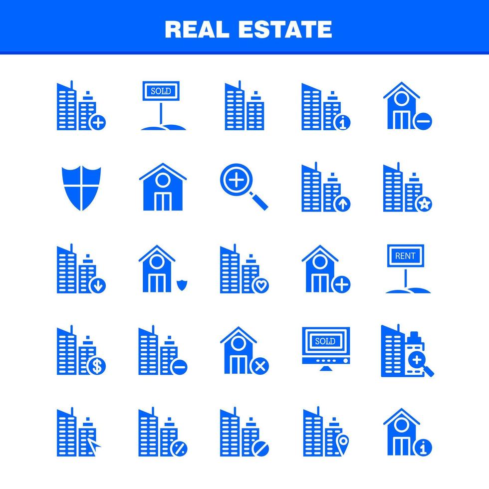 verklig egendom fast glyf ikon packa för designers och utvecklare ikoner av verklig egendom hjälp Hem hus info verklig egendom vektor