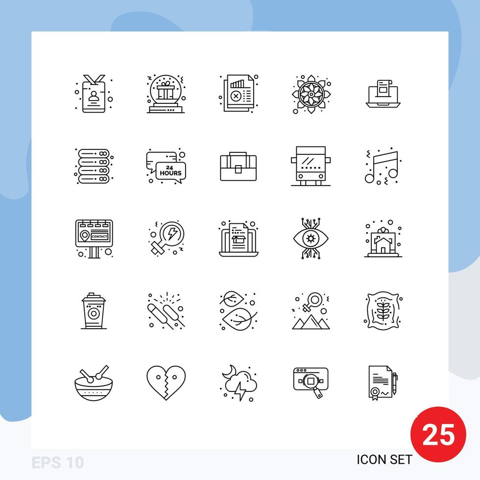 25 universell rader uppsättning för webb och mobil tillämpningar mönster blomma gåva statistik Diagram redigerbar vektor design element