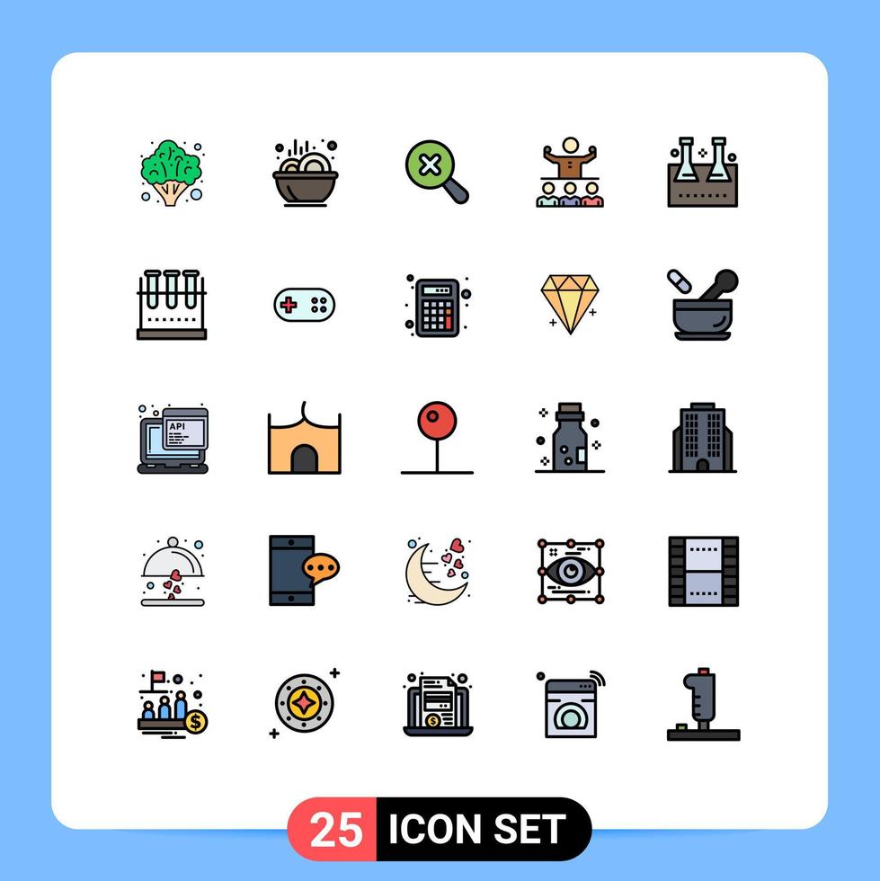 grupp av 25 fylld linje platt färger tecken och symboler för erlenmeyer flaska team i mentorskap tillväxt redigerbar vektor design element