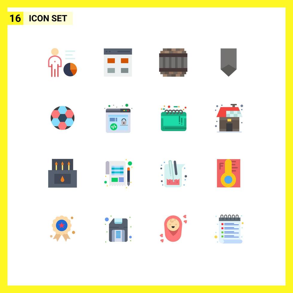 Piktogrammsatz von 16 einfachen flachen Farben des Militärabzeichen-Benutzerpreis-Gefängnis-bearbeitbaren Pakets kreativer Vektordesignelemente vektor