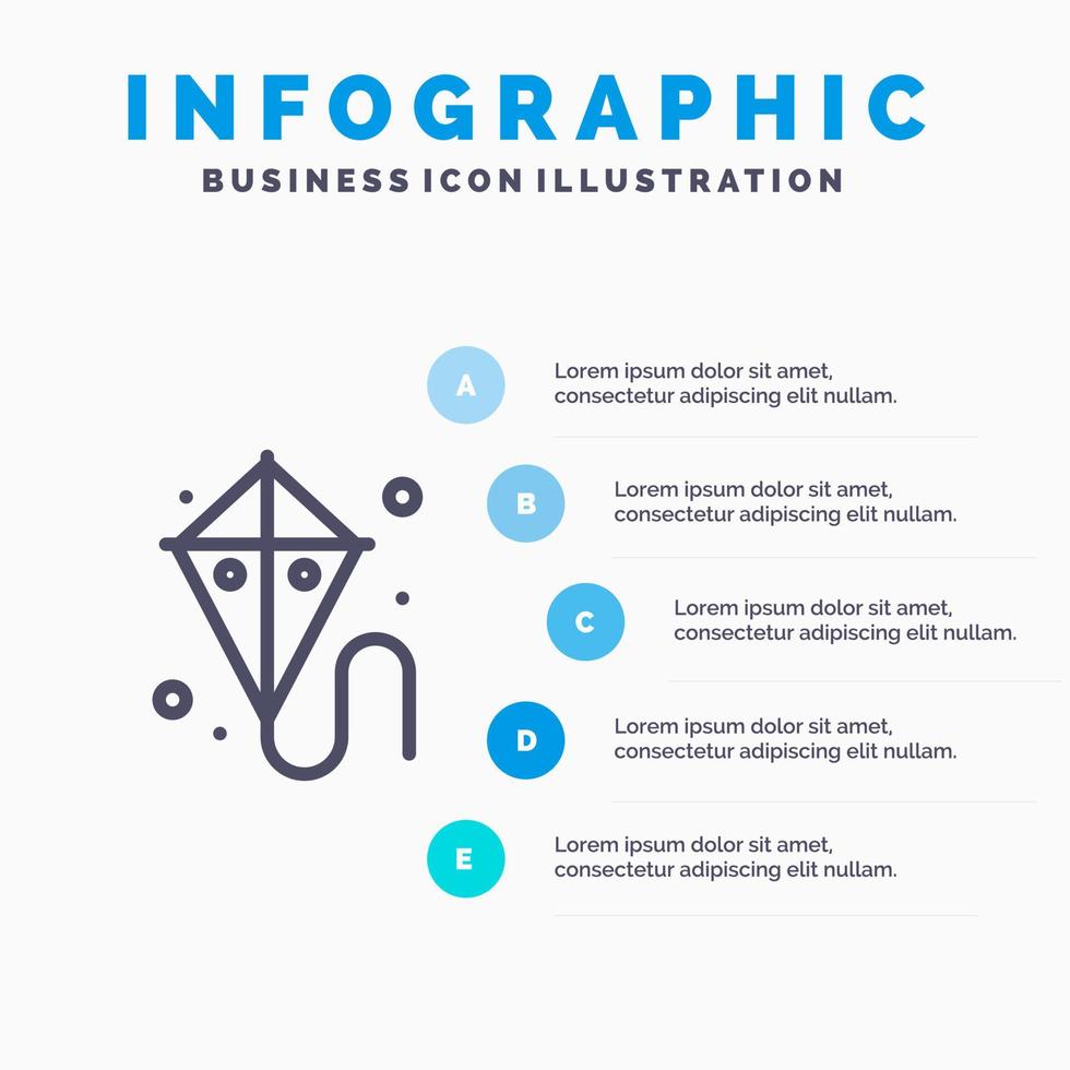 påsk drake vår madrigal linje ikon med 5 steg presentation infographics bakgrund vektor
