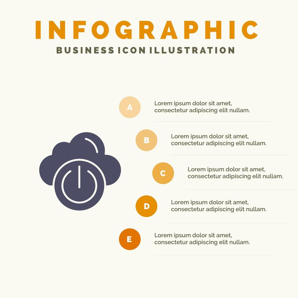 cloud power network off infografiken präsentationsvorlage 5 schritte präsentation vektor