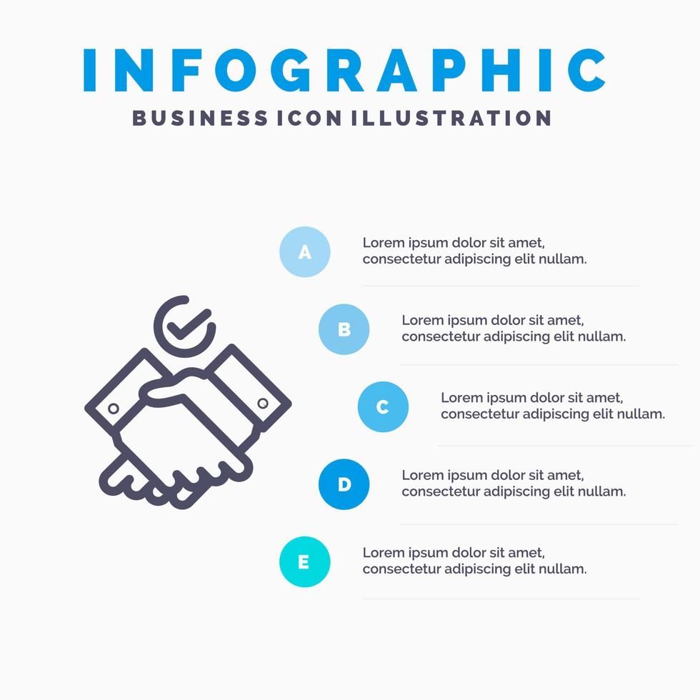 jobb teman arbete linje ikon med 5 steg presentation infographics bakgrund vektor