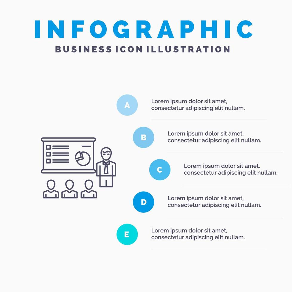 presentation analys företag Graf marknadsföring människor statistik linje ikon med 5 steg presentation infographics bakgrund vektor