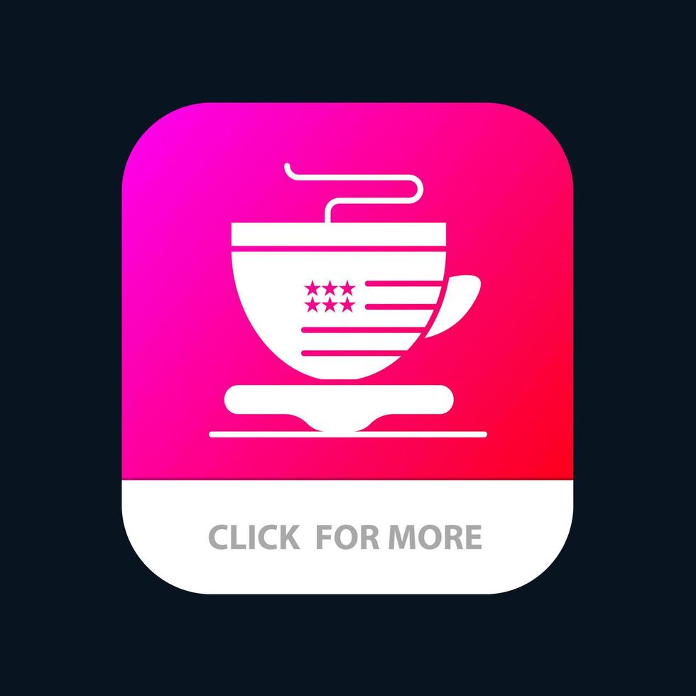 teetasse kaffee usa mobile app-schaltfläche android- und ios-glyphenversion vektor