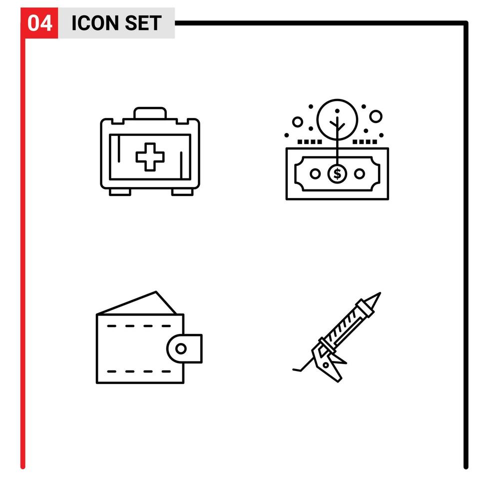 modern uppsättning av 4 fylld linje platt färger och symboler sådan som väska mode tillgång lämna tillbaka plånbok redigerbar vektor design element