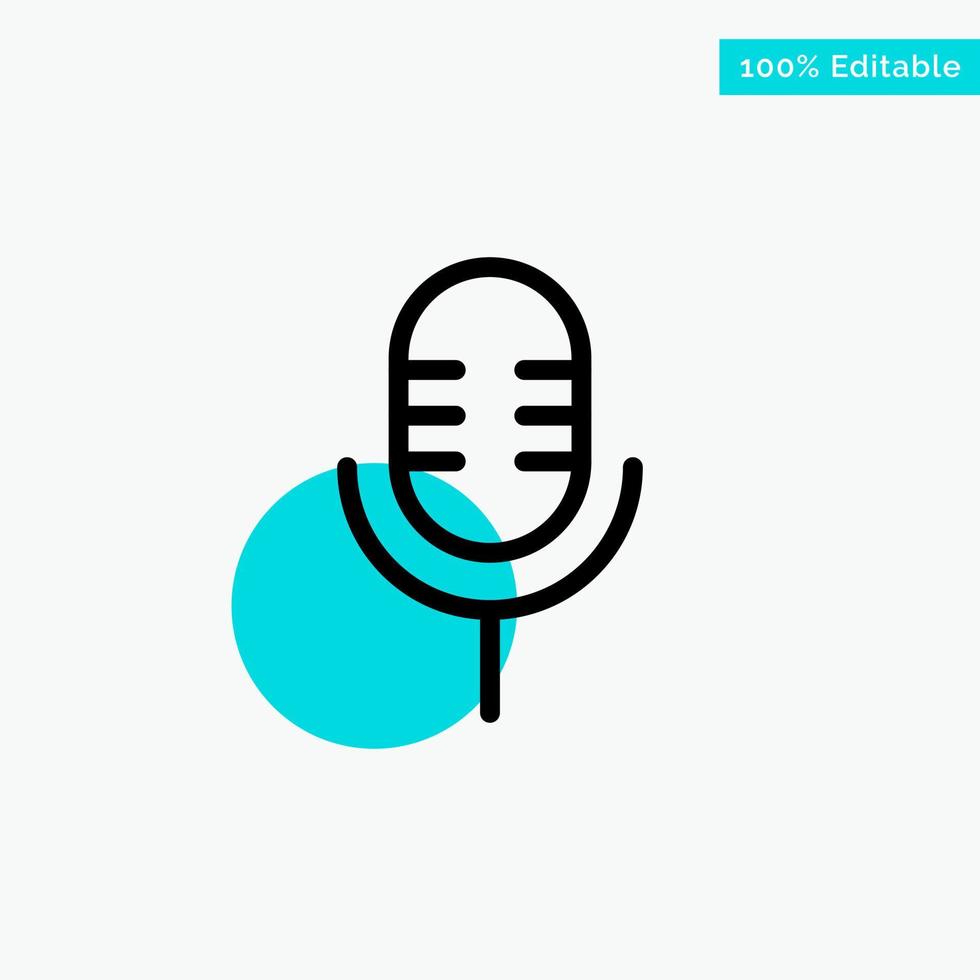 Mikrofonmikrofon Soundshow türkises Hervorhebungskreispunkt-Vektorsymbol vektor