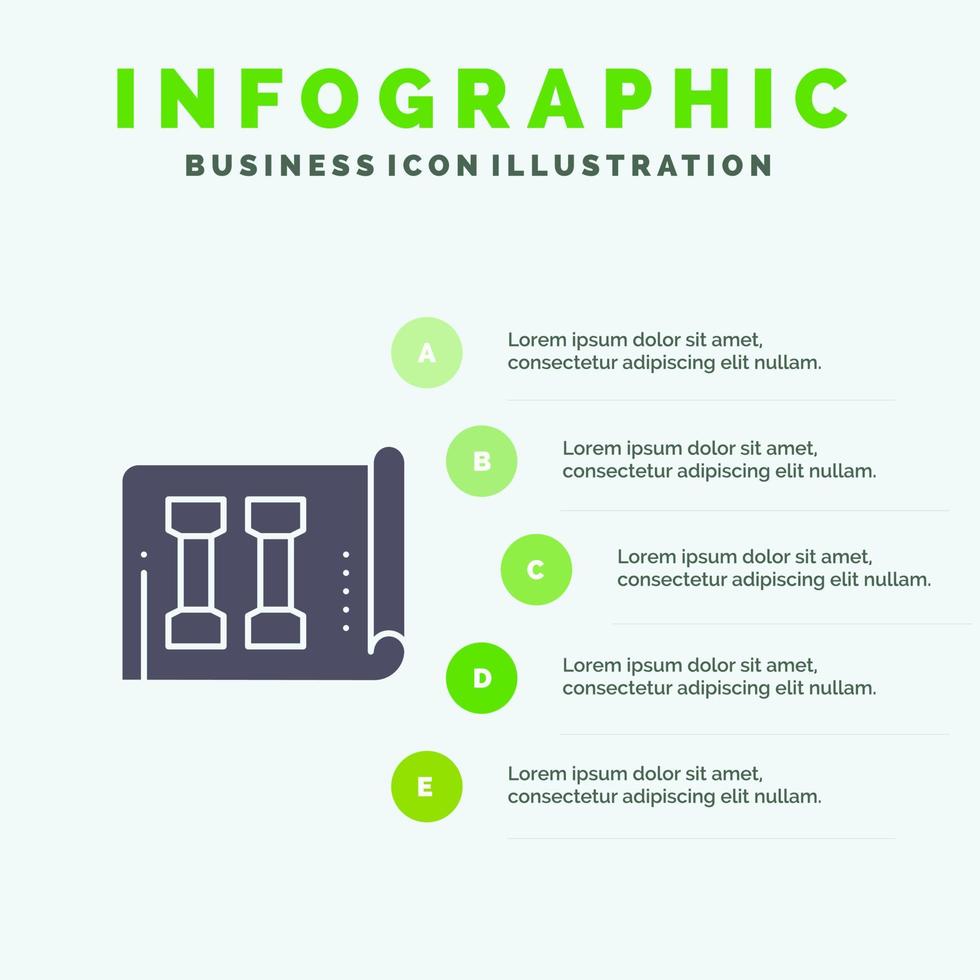 Utrustning kondition lager sporter fast ikon infographics 5 steg presentation bakgrund vektor