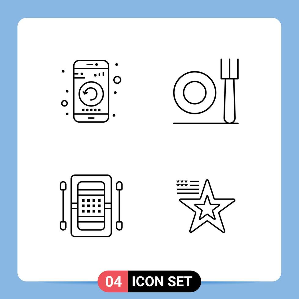 redigerbar vektor linje packa av 4 enkel fylld linje platt färger av Ansökan friidrott telefon tallrik spel redigerbar vektor design element