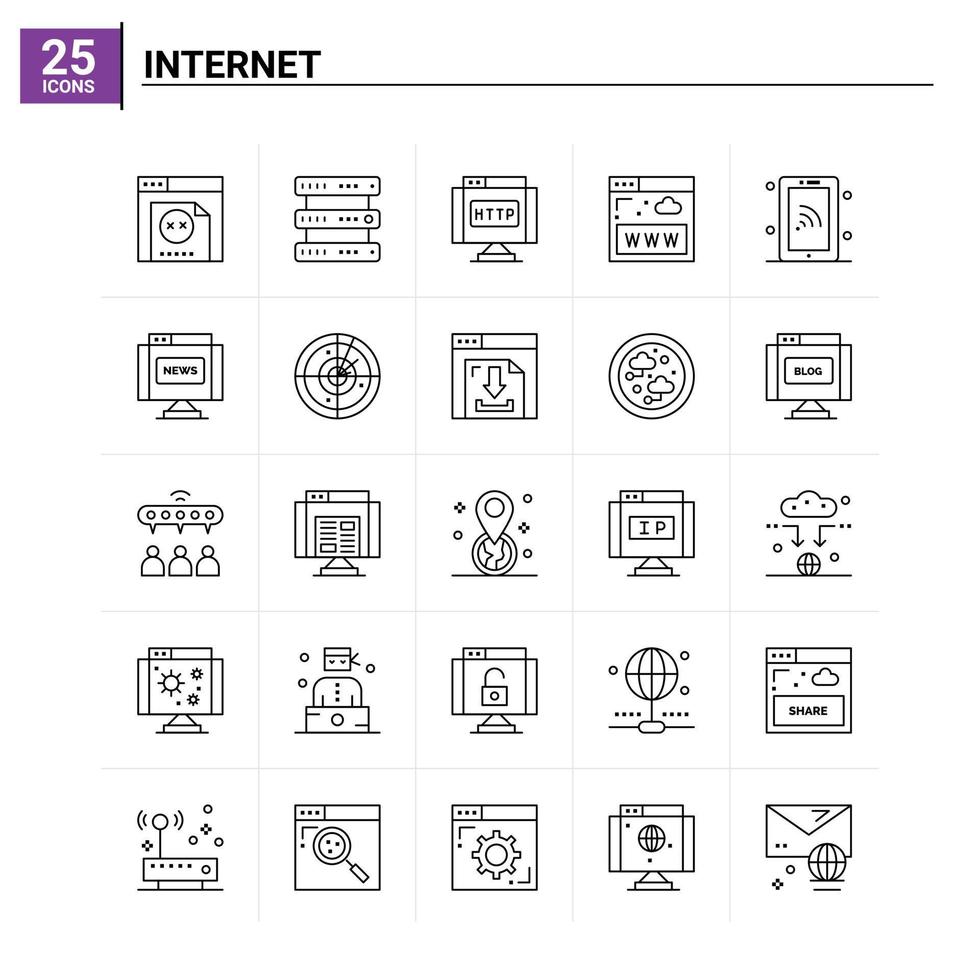 25 Internet-Icon-Set Vektorhintergrund vektor