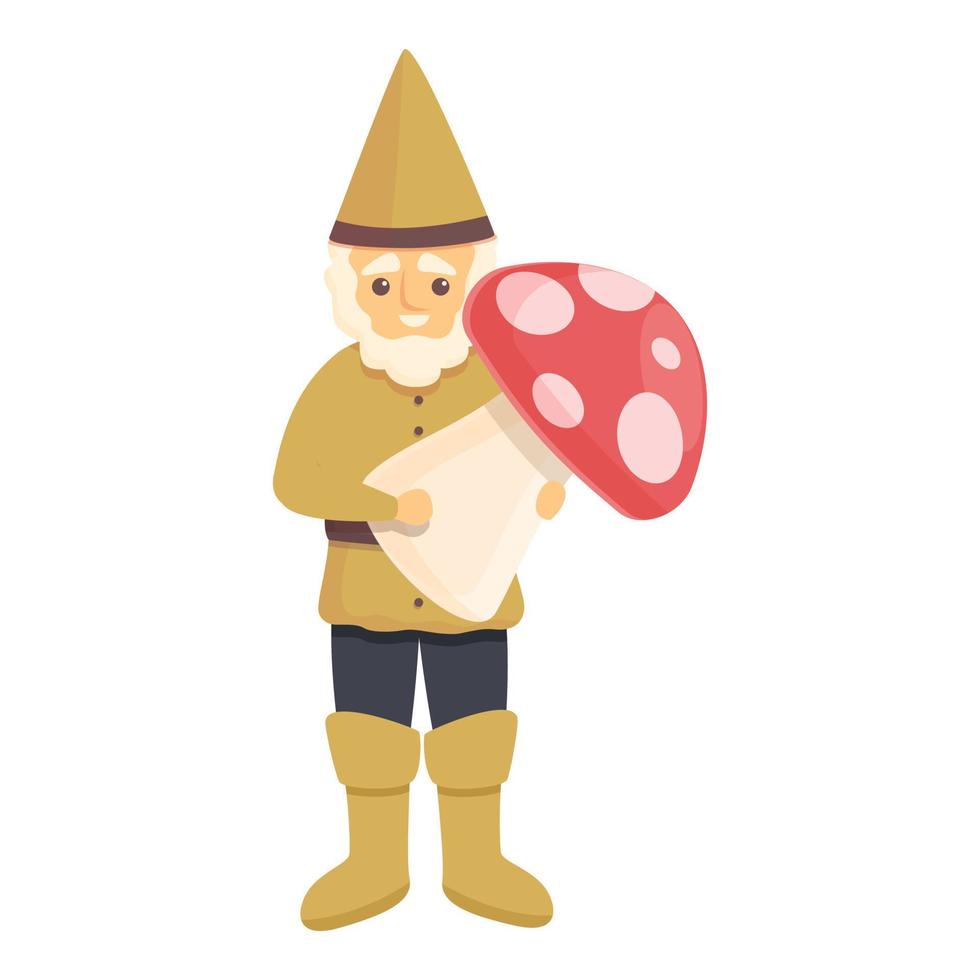 trädgård gnome med svamp ikon, tecknad serie stil vektor