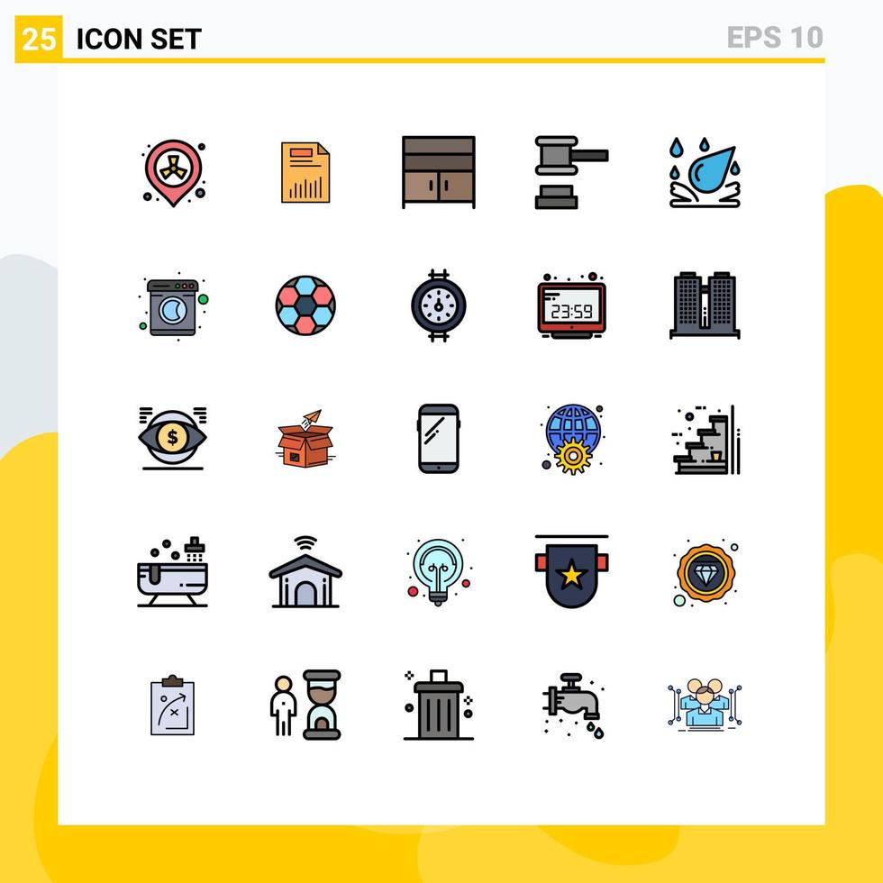 satz von 25 modernen ui-symbolen symbole zeichen für gerechtigkeit auktionsgrafik innenschrank editierbare vektordesignelemente vektor