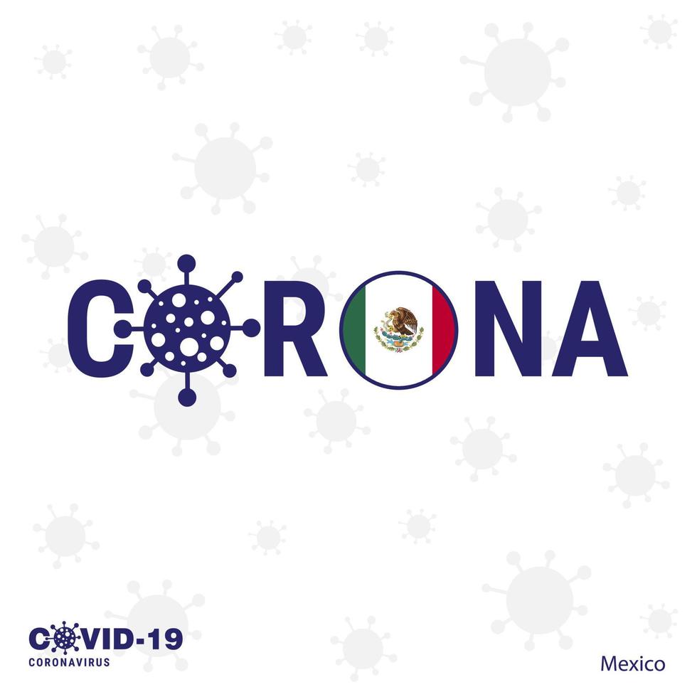 mexiko coronavirus typografie covid19 landesbanner bleib zu hause bleib gesund achte auf deine eigene gesundheit vektor