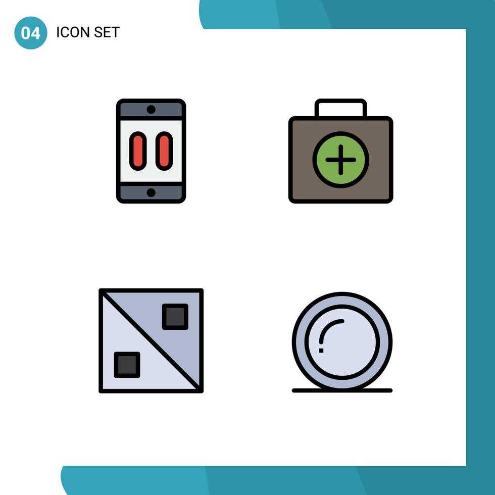 användare gränssnitt packa av 4 grundläggande fylld linje platt färger av mobiltelefon korsa mobil först hjälpa linje redigerbar vektor design element