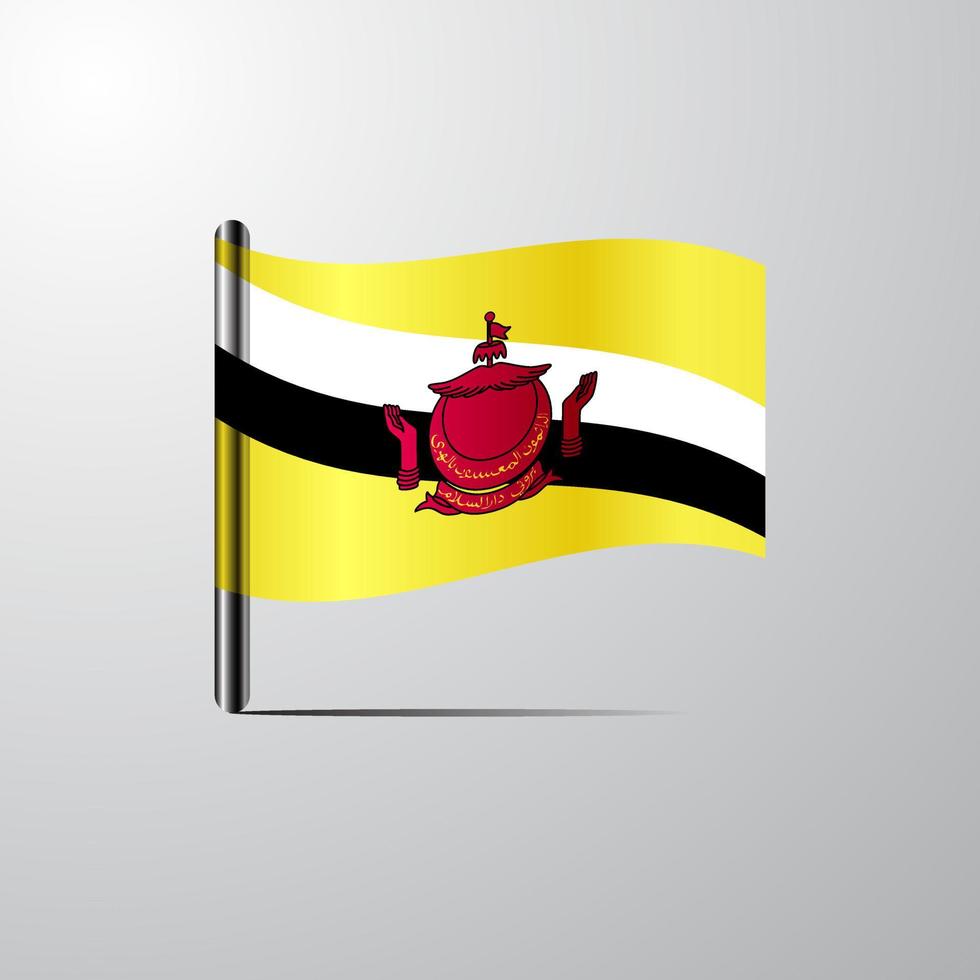 brunei schwenkt glänzenden flaggendesignvektor vektor