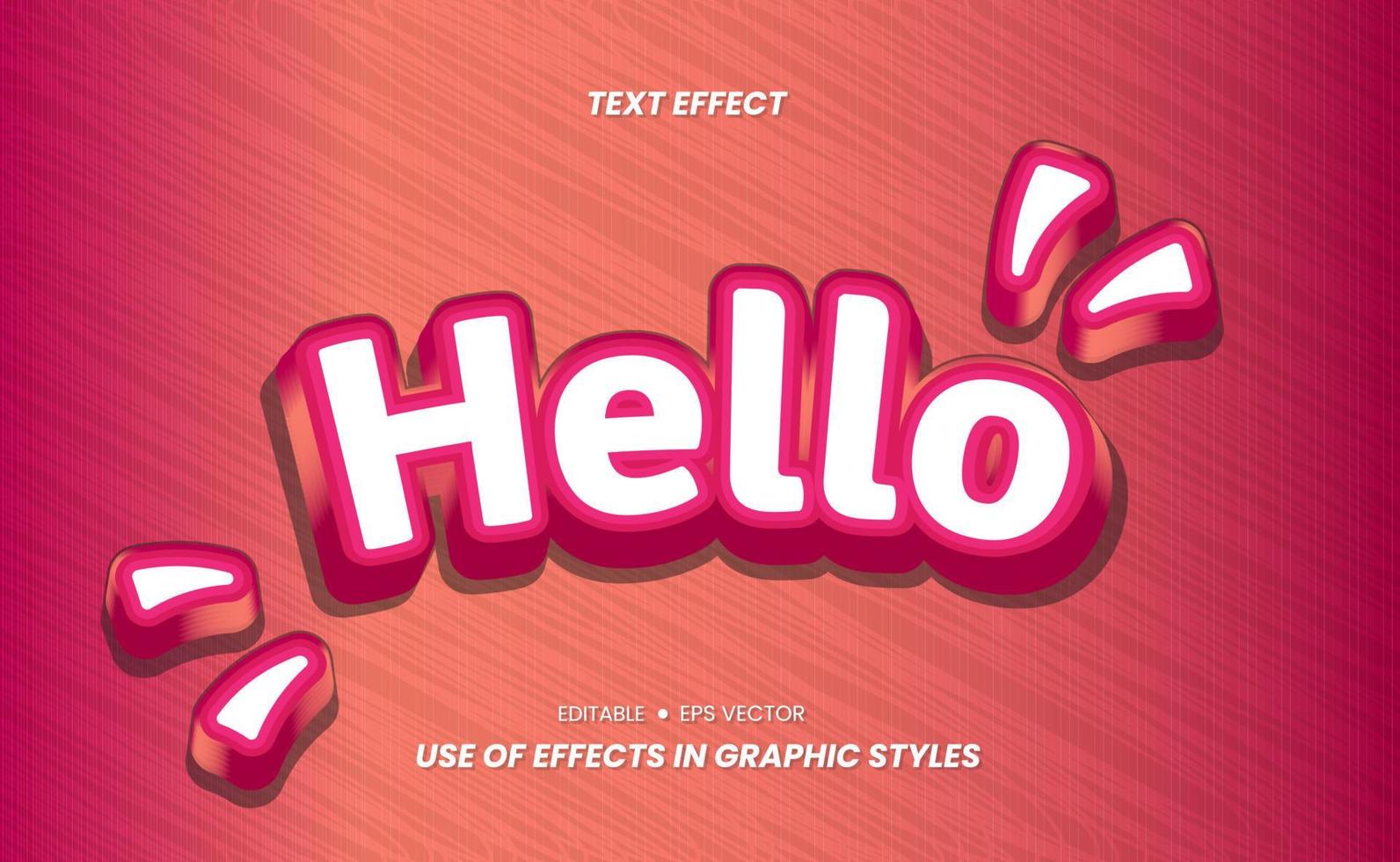 Hej text effekter - 3d färger kan vara Begagnade som klistermärken. vektor