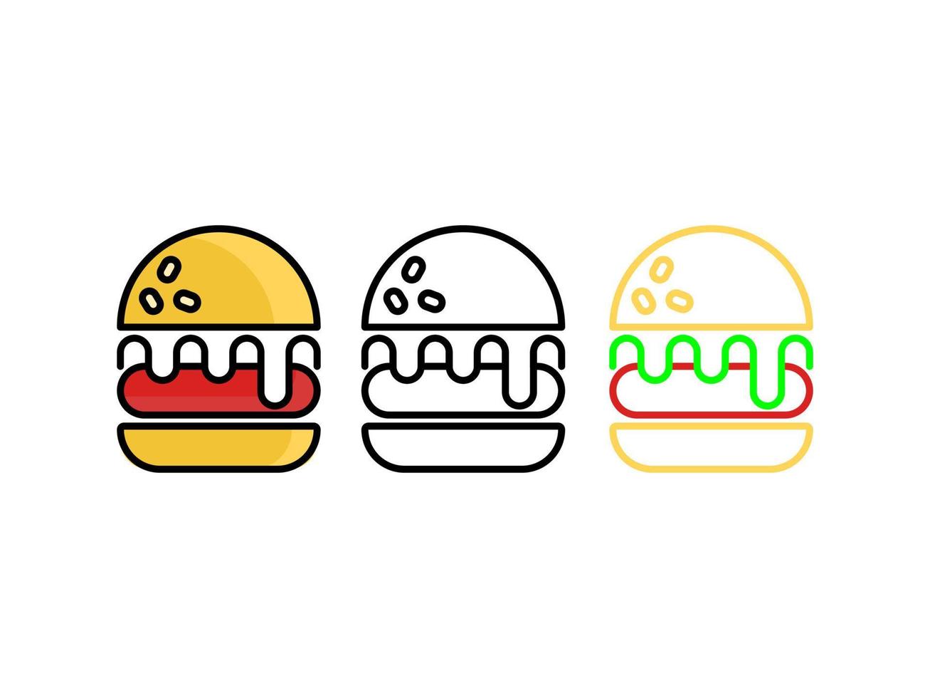 Burger-Grafikdesign mit mehreren Stilen, geeignet als Logo oder ergänzendes Design für den Fast-Food-Bereich vektor