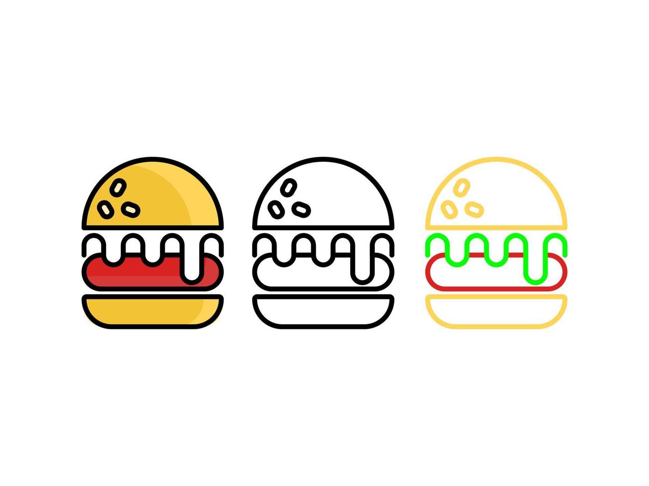 burger grafisk design med flera stilar lämplig för använda sig av som en logotyp eller komplementär design för de snabb mat sektor vektor