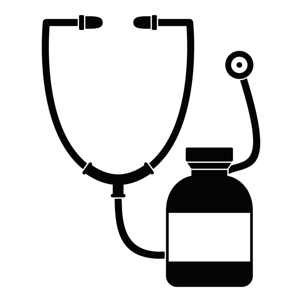 stetoskop, medicinsk flaska ikon, enkel stil vektor