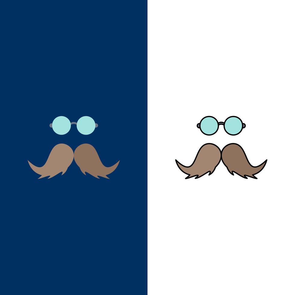 mustasch hipster Movember manlig män platt Färg ikon vektor