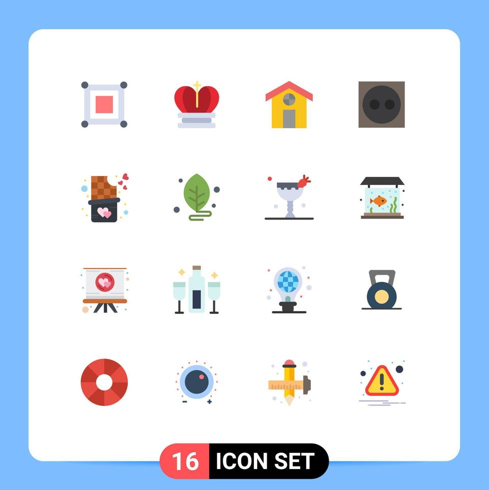 16 universell platt färger uppsättning för webb och mobil tillämpningar biologi efterrätt stad choklad bar bita elektrisk redigerbar packa av kreativ vektor design element