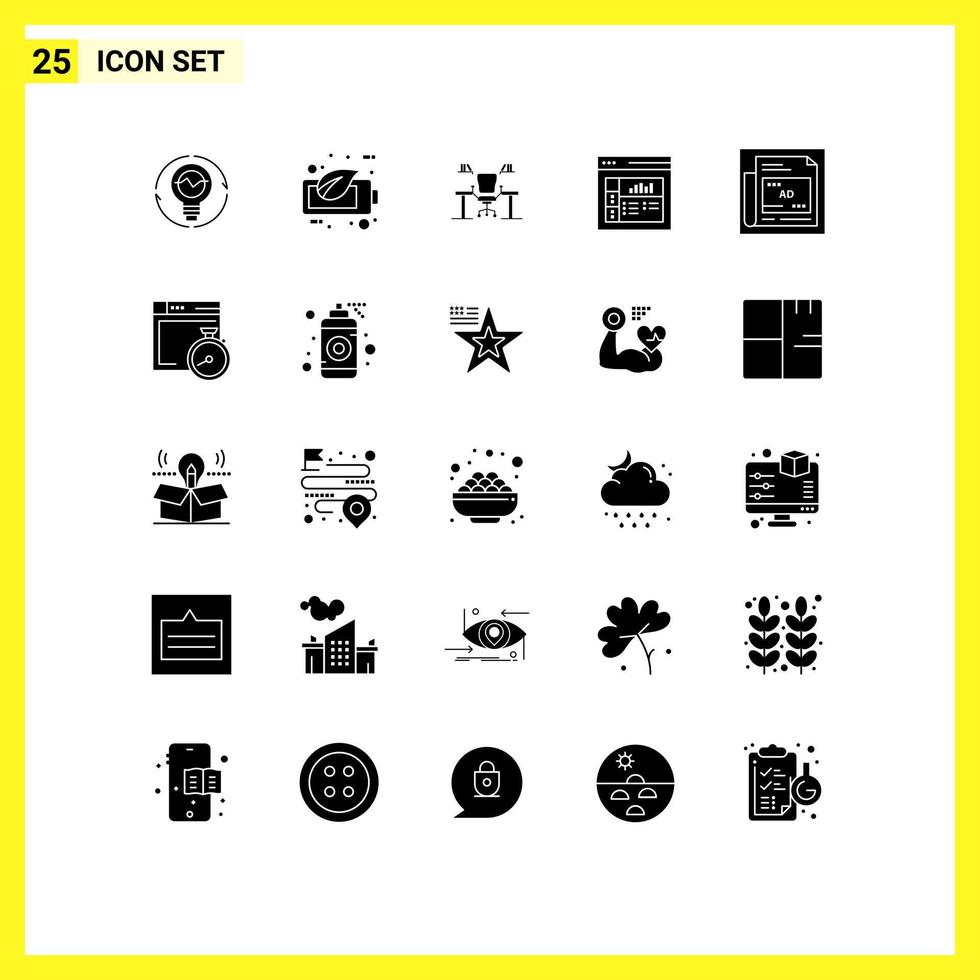 25 kreative Symbole moderne Zeichen und Symbole der Arbeitsplatzökologie Computergeschäft editierbare Vektordesign-Elemente vektor