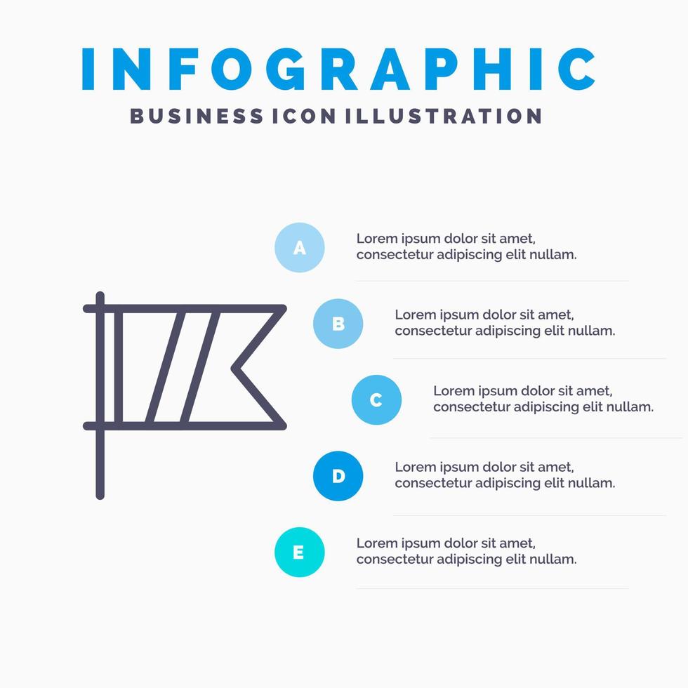 Golfzeichen Sport Flag Liniensymbol mit 5 Schritten Präsentation Infografiken Hintergrund vektor