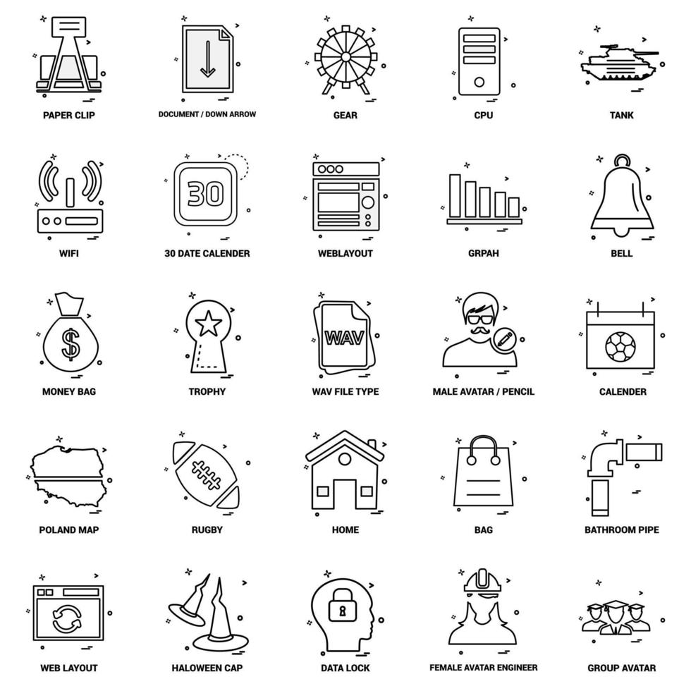 25 Business-Konzept-Mix-Linie-Icon-Set vektor