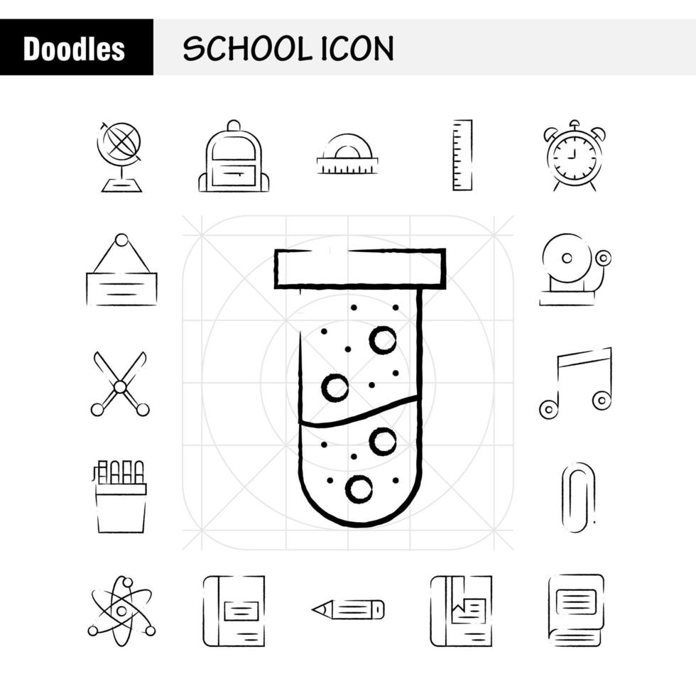 Schulsymbol handgezeichnetes Symbolpaket für Designer und Entwickler Ikonen der Schulrucksacktasche der Bildungskugel lernen Lernschulvektor vektor